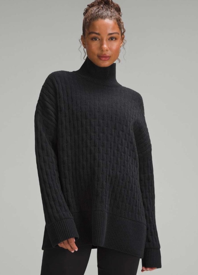 Lululemon Cable-Knit Relaxed-Fit Sweater Black Women's